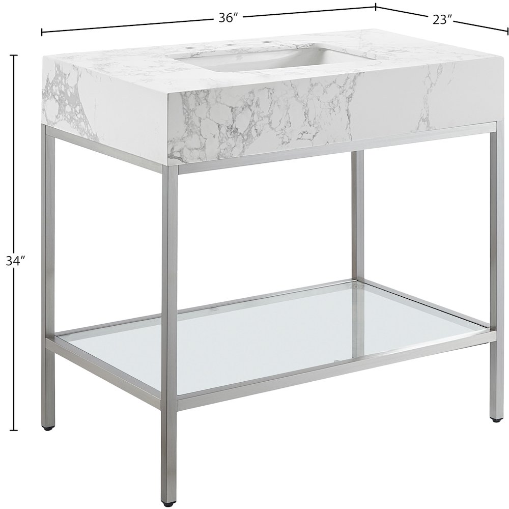 Marmo White Engineered Marble Bathroom Vanity. Picture 7