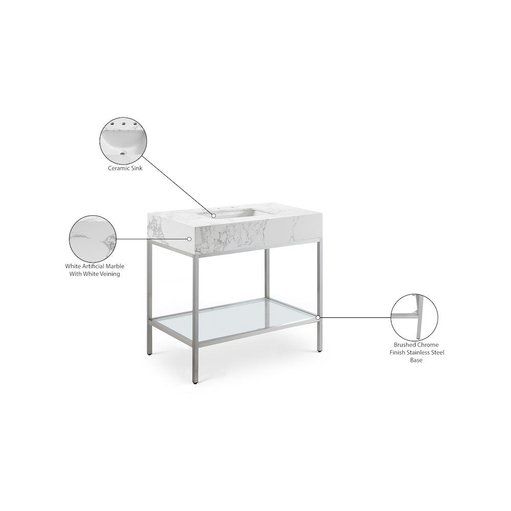 Marmo White Engineered Marble Bathroom Vanity. Picture 8