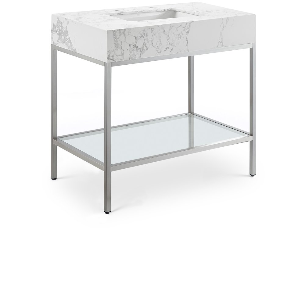 Marmo White Engineered Marble Bathroom Vanity. Picture 1