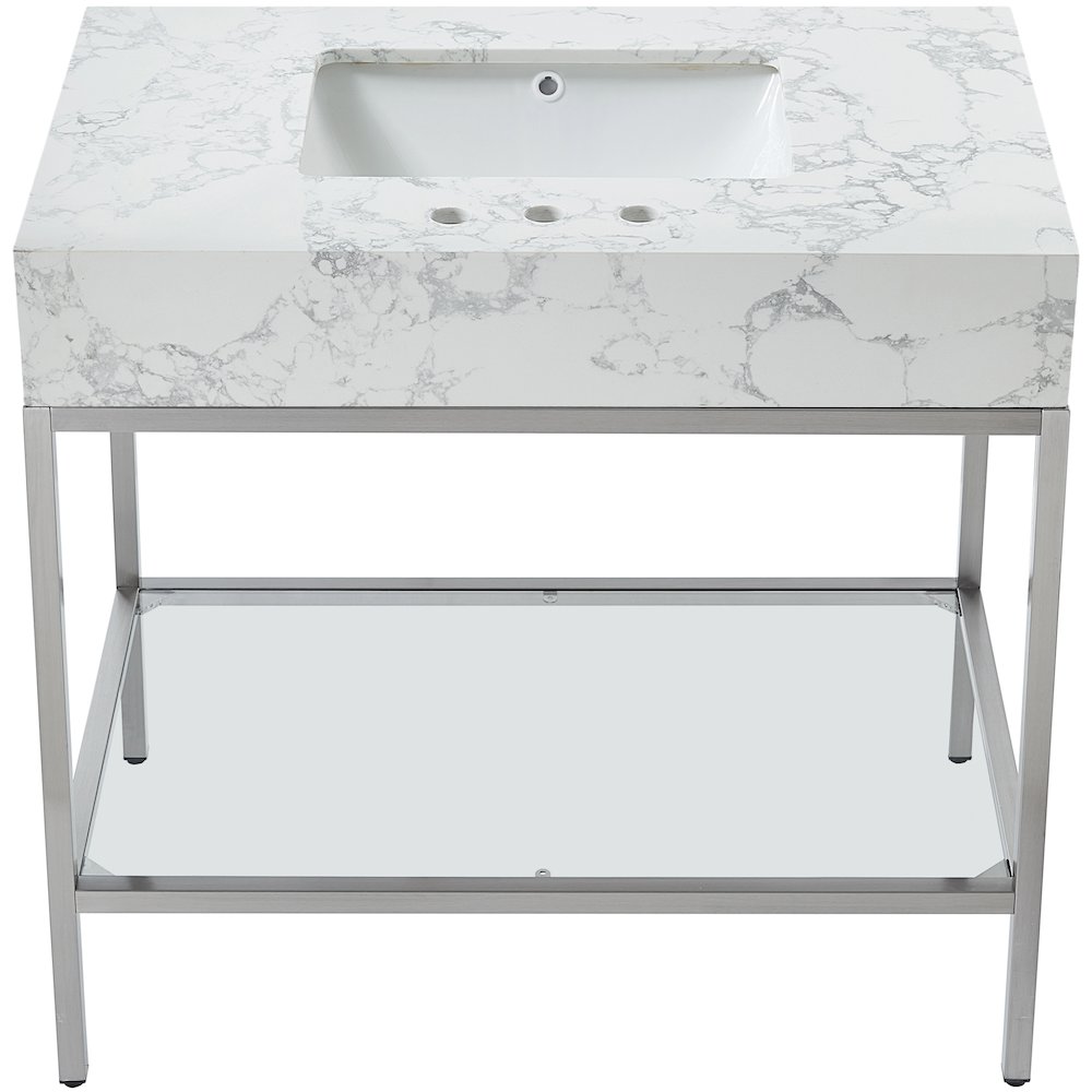 Marmo White Engineered Marble Bathroom Vanity. Picture 2