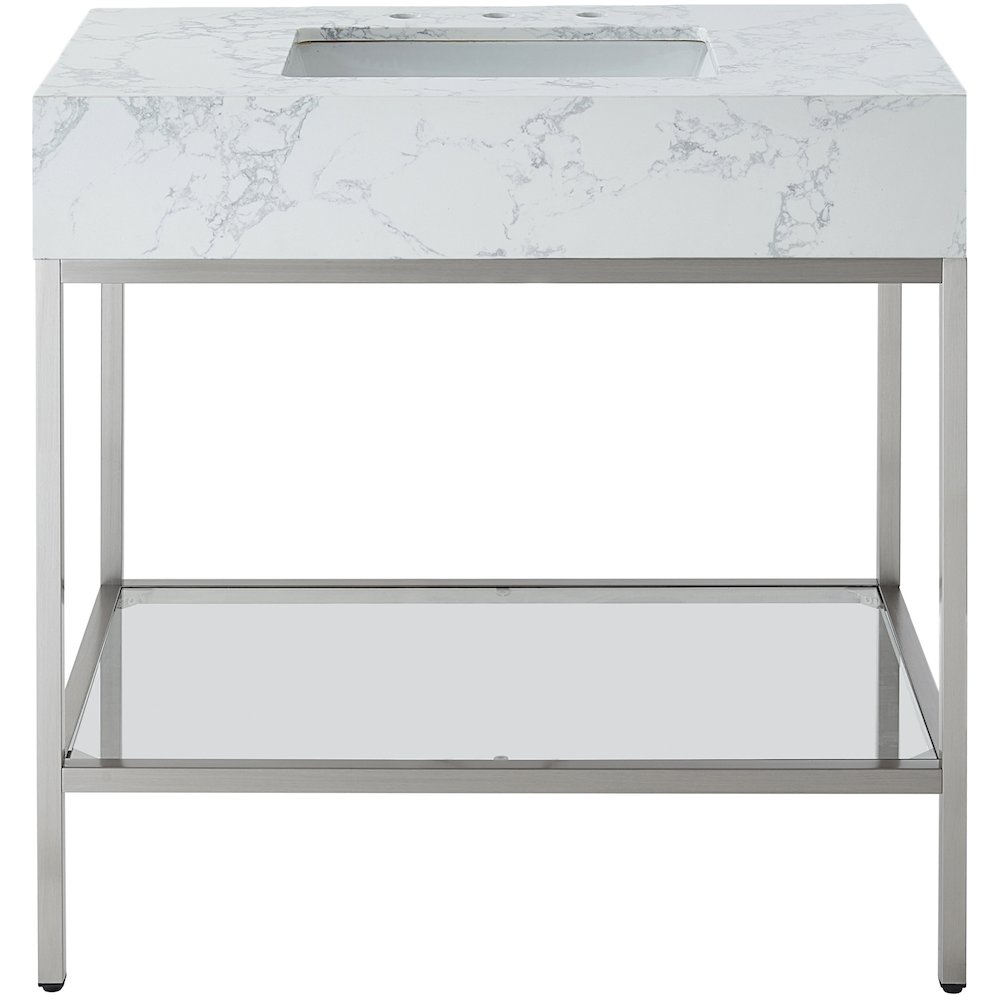 Marmo White Engineered Marble Bathroom Vanity. Picture 3