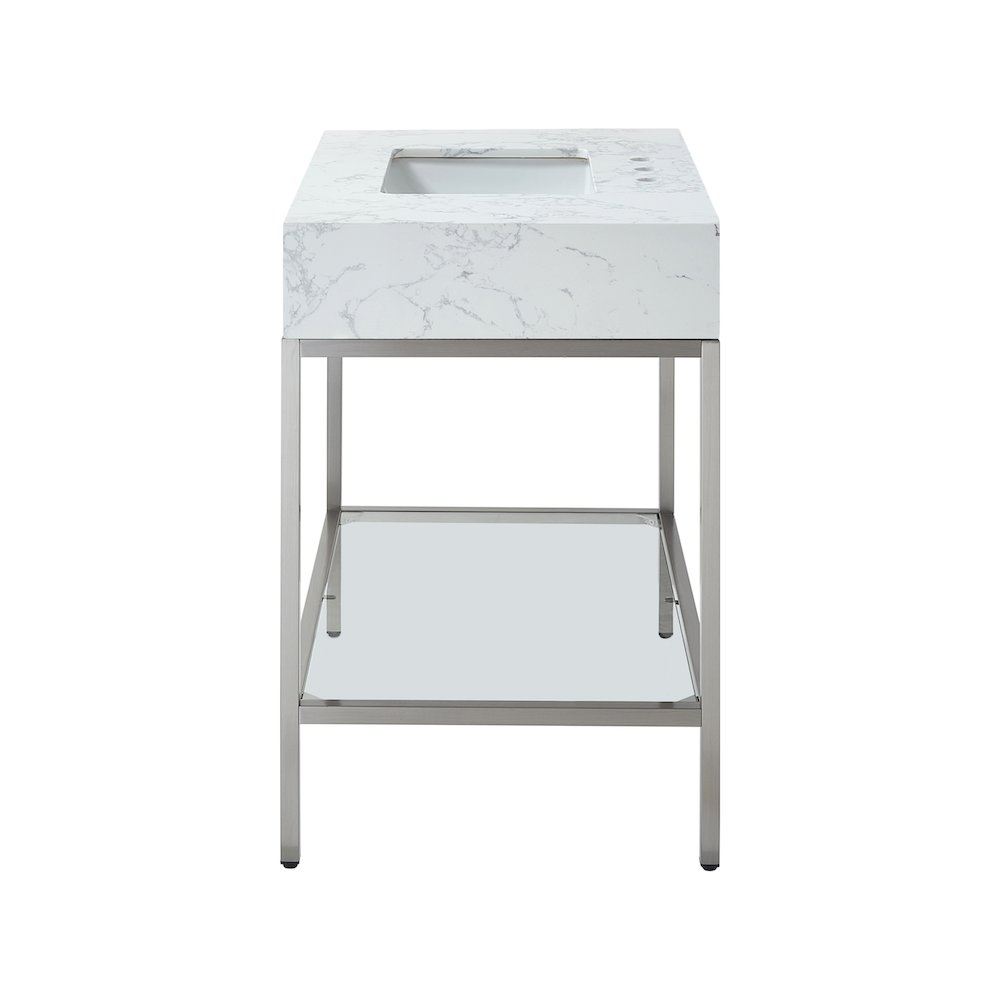 Marmo White Engineered Marble Bathroom Vanity. Picture 5