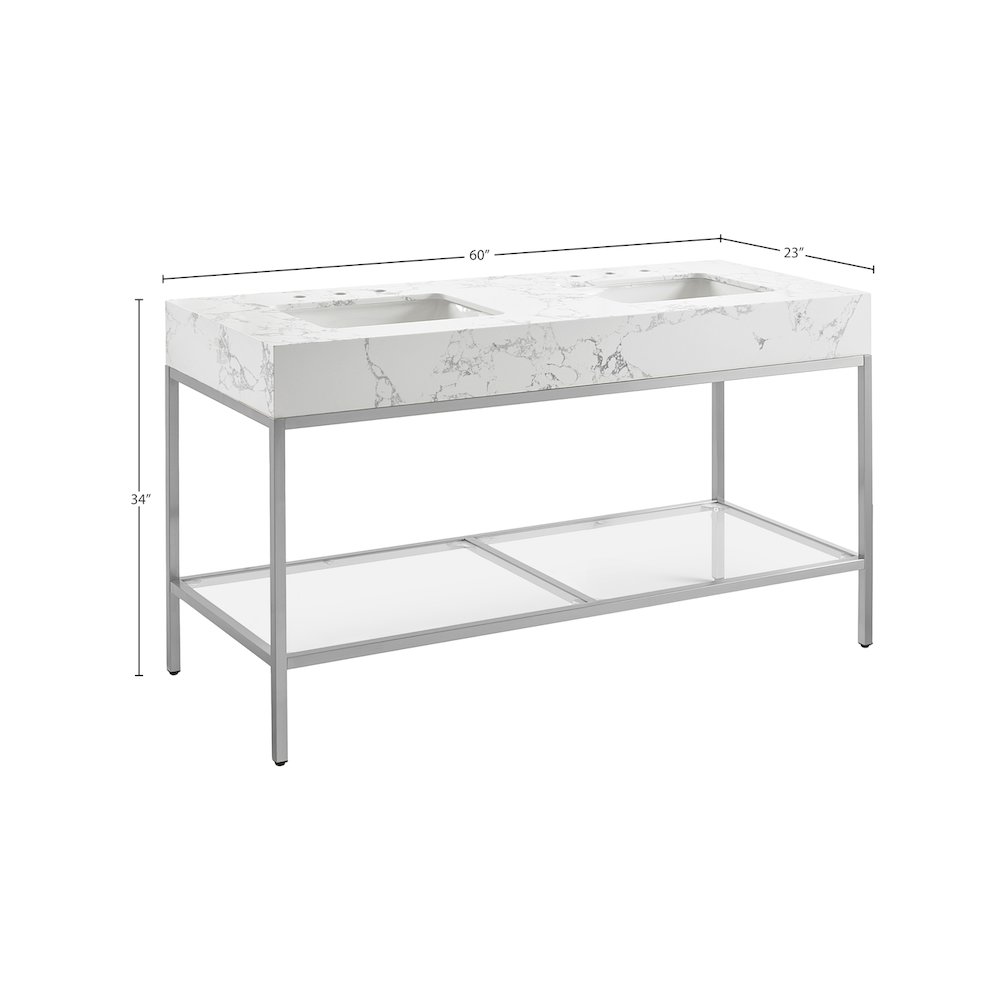 Marmo White Engineered Marble Bathroom Vanity. Picture 7