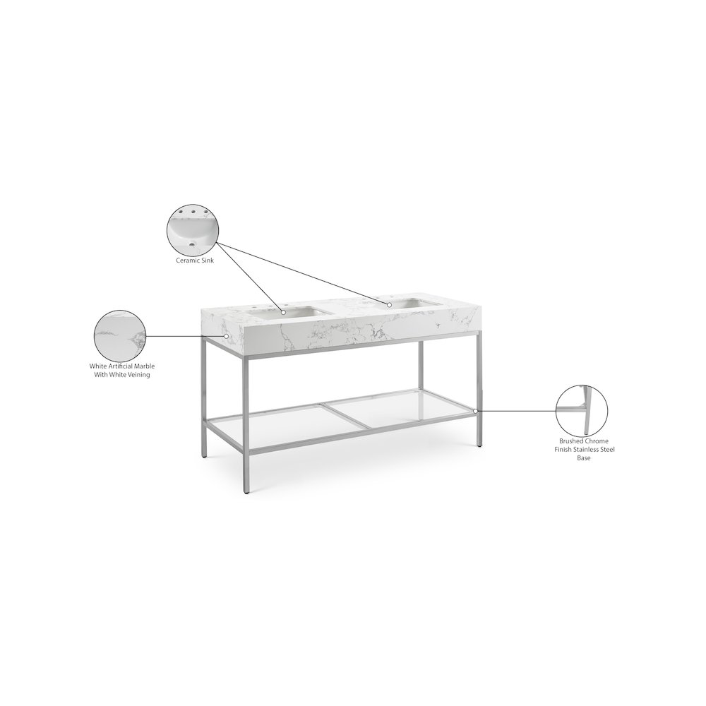Marmo White Engineered Marble Bathroom Vanity. Picture 8