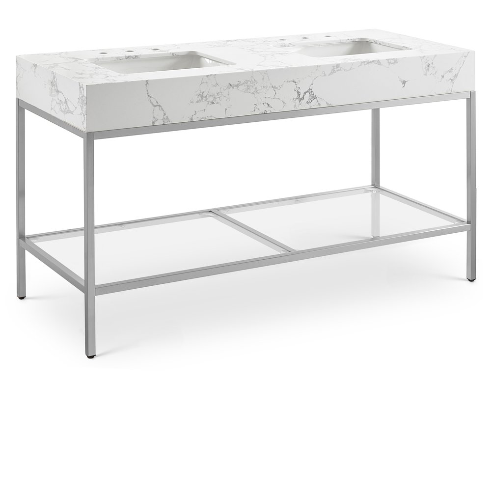 Marmo White Engineered Marble Bathroom Vanity. Picture 1