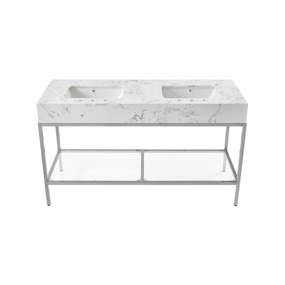 Marmo White Engineered Marble Bathroom Vanity. Picture 2
