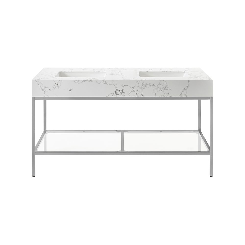 Marmo White Engineered Marble Bathroom Vanity. Picture 3