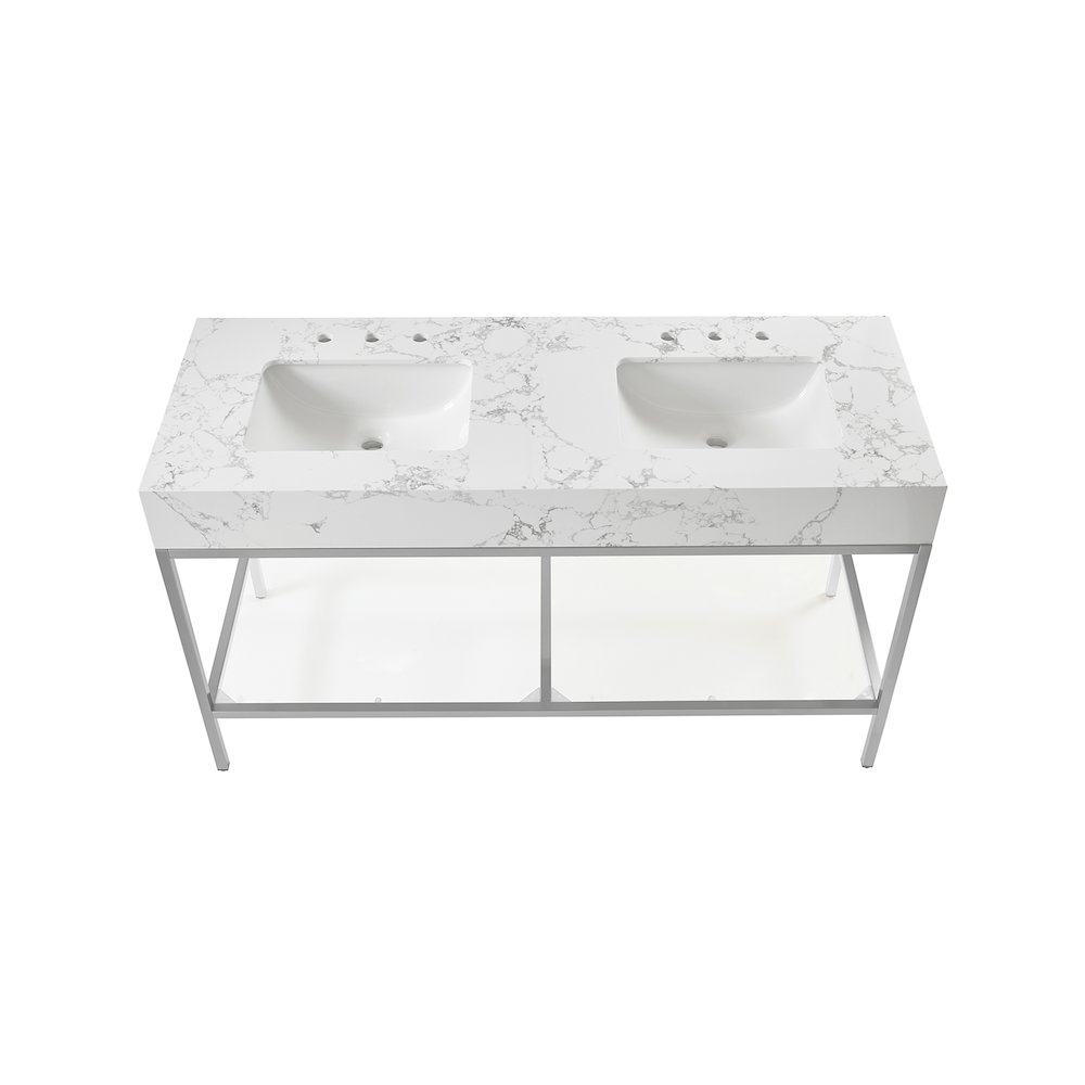 Marmo White Engineered Marble Bathroom Vanity. Picture 4