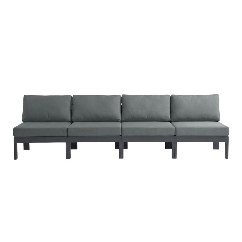 Gray Fabric Outdoor Modular Sofa With Contemporary Style And Comfortable Back. Picture 4