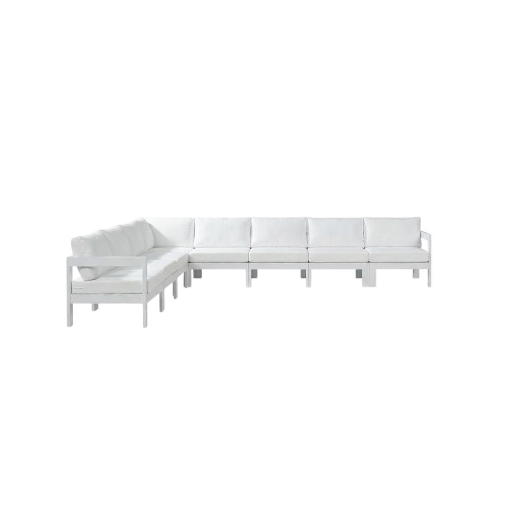 White Fabric Outdoor Patio Modular Sectional For Contemporary Lounge Comfort. Picture 4