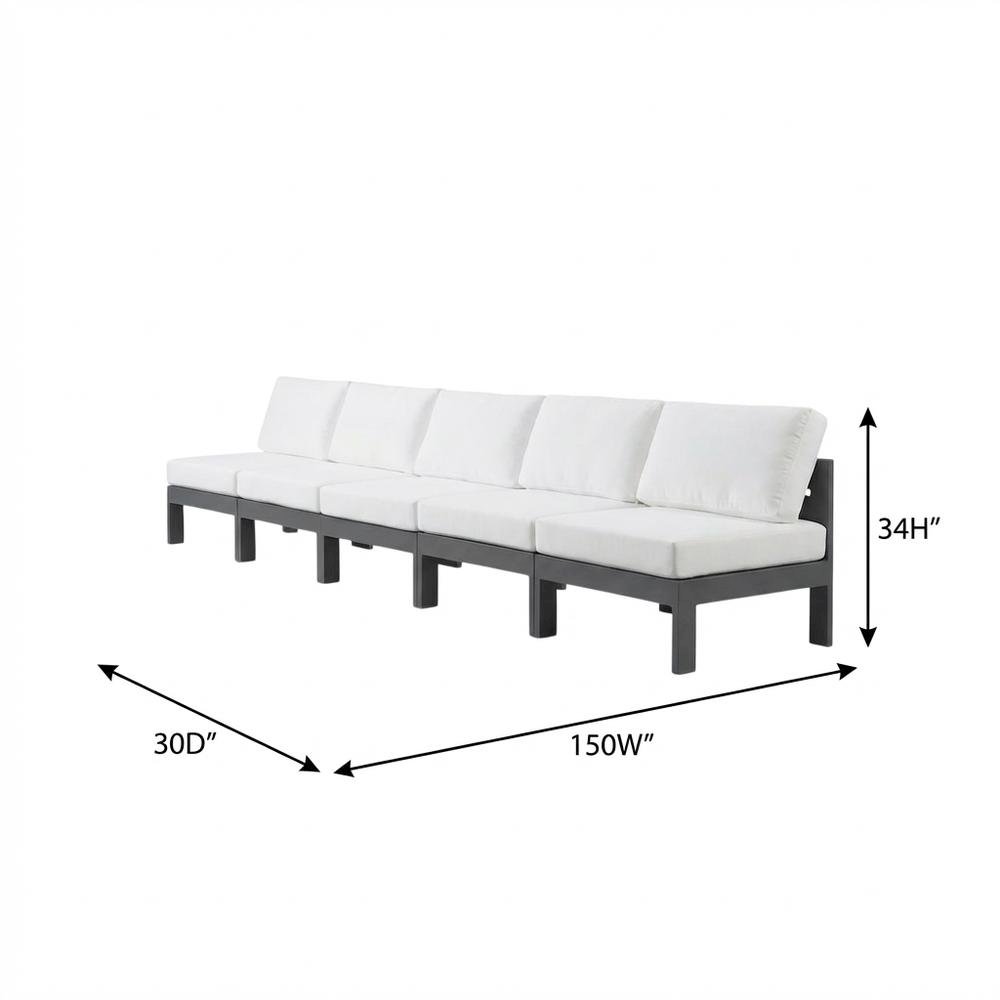 White Fabric Outdoor Patio Modular Sofa With Contemporary Design For Relaxing. Picture 7