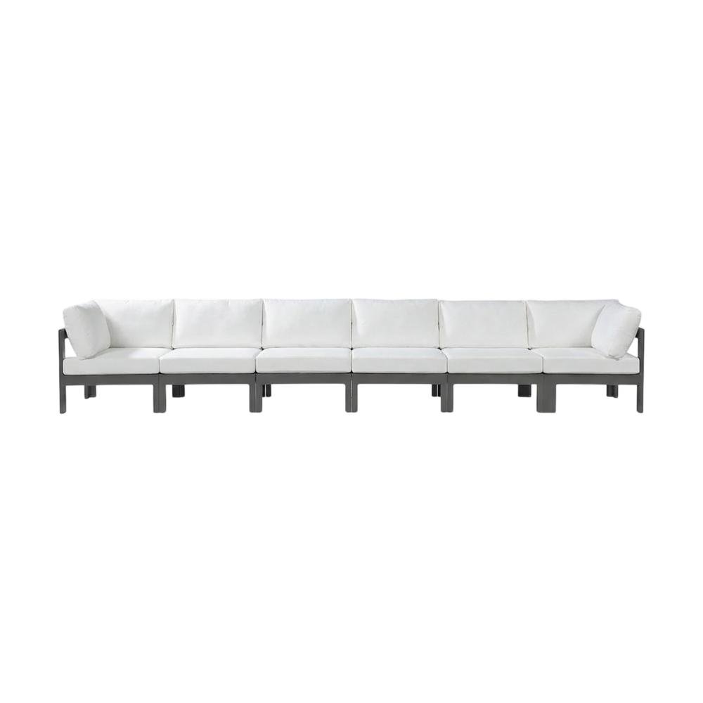White Fabric Outdoor Patio Modular Sectional With Contemporary Style. Picture 4