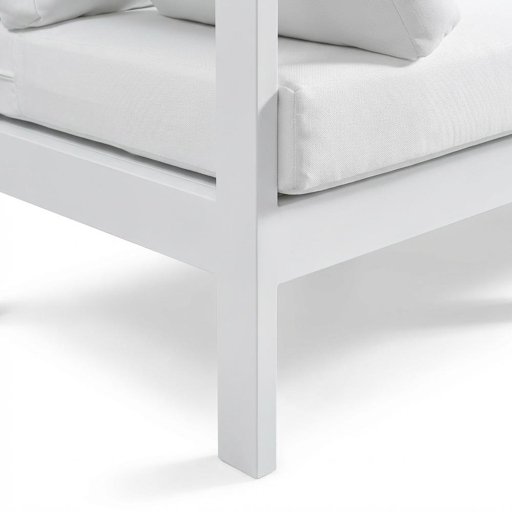 White Fabric Outdoor Modular Sofa With Contemporary Style And Cushioned Seating. Picture 6