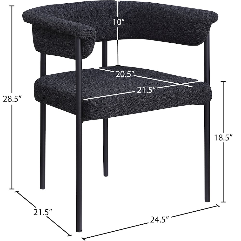 Malin Black Boucle Fabric Dining Chair, Set of 2. Picture 7