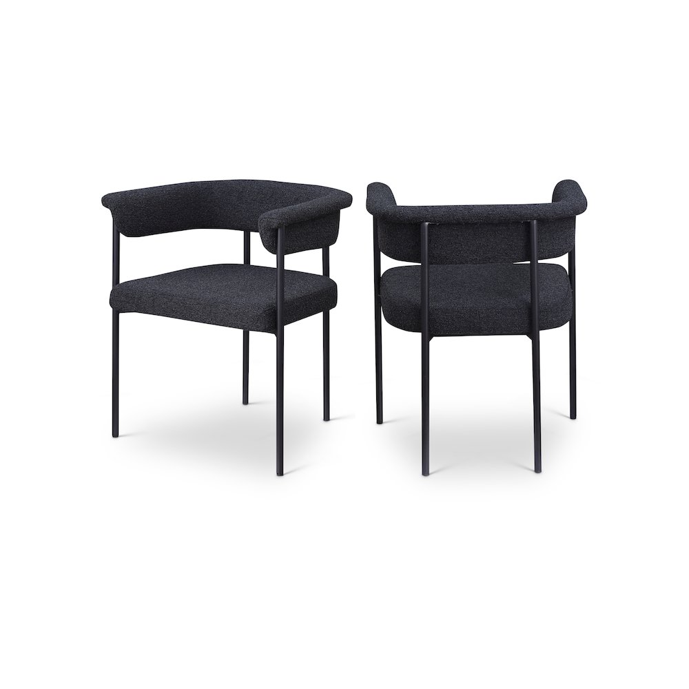 Malin Black Boucle Fabric Dining Chair, Set of 2. Picture 1