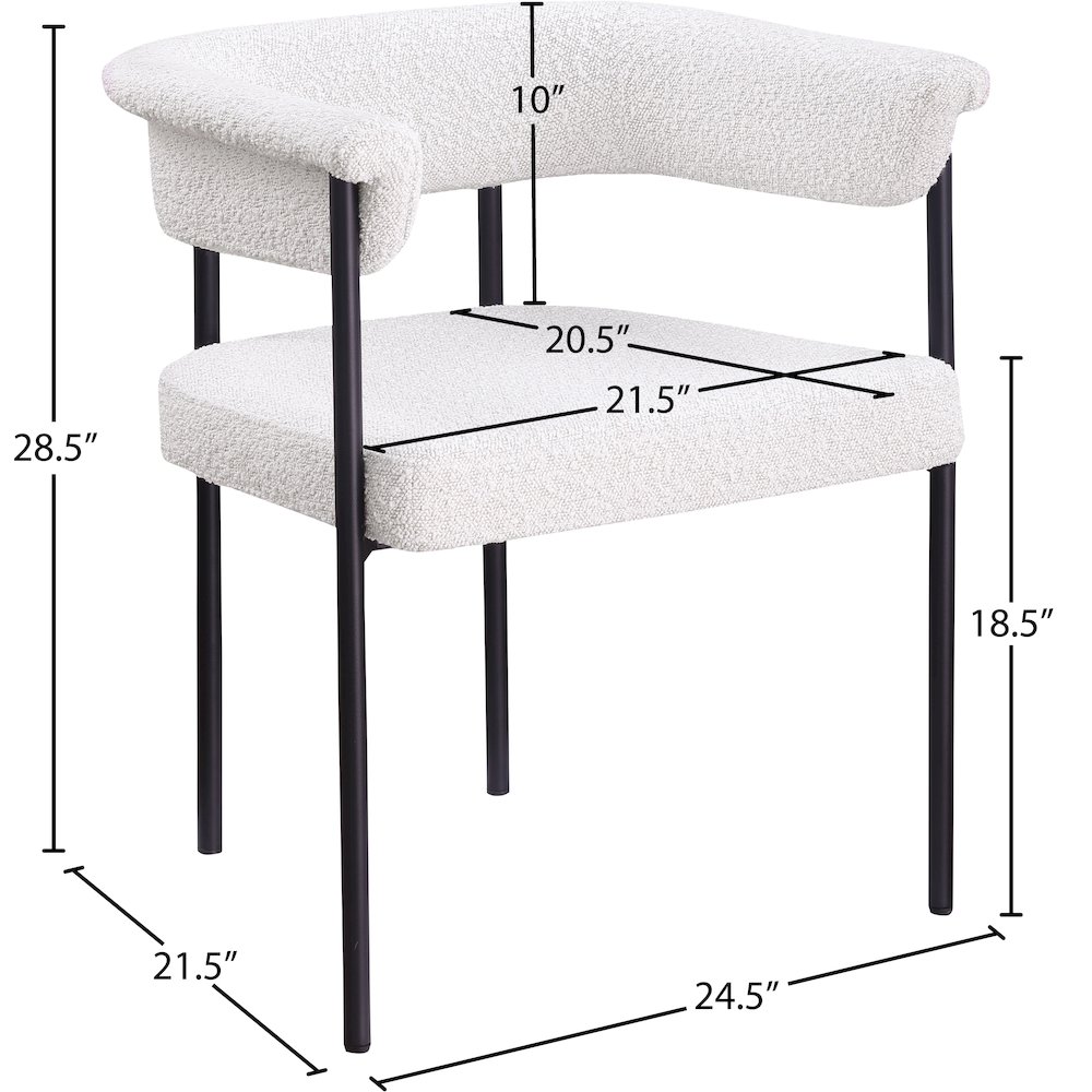 Malin Cream Boucle Fabric Dining Chair, Set of 2. Picture 7