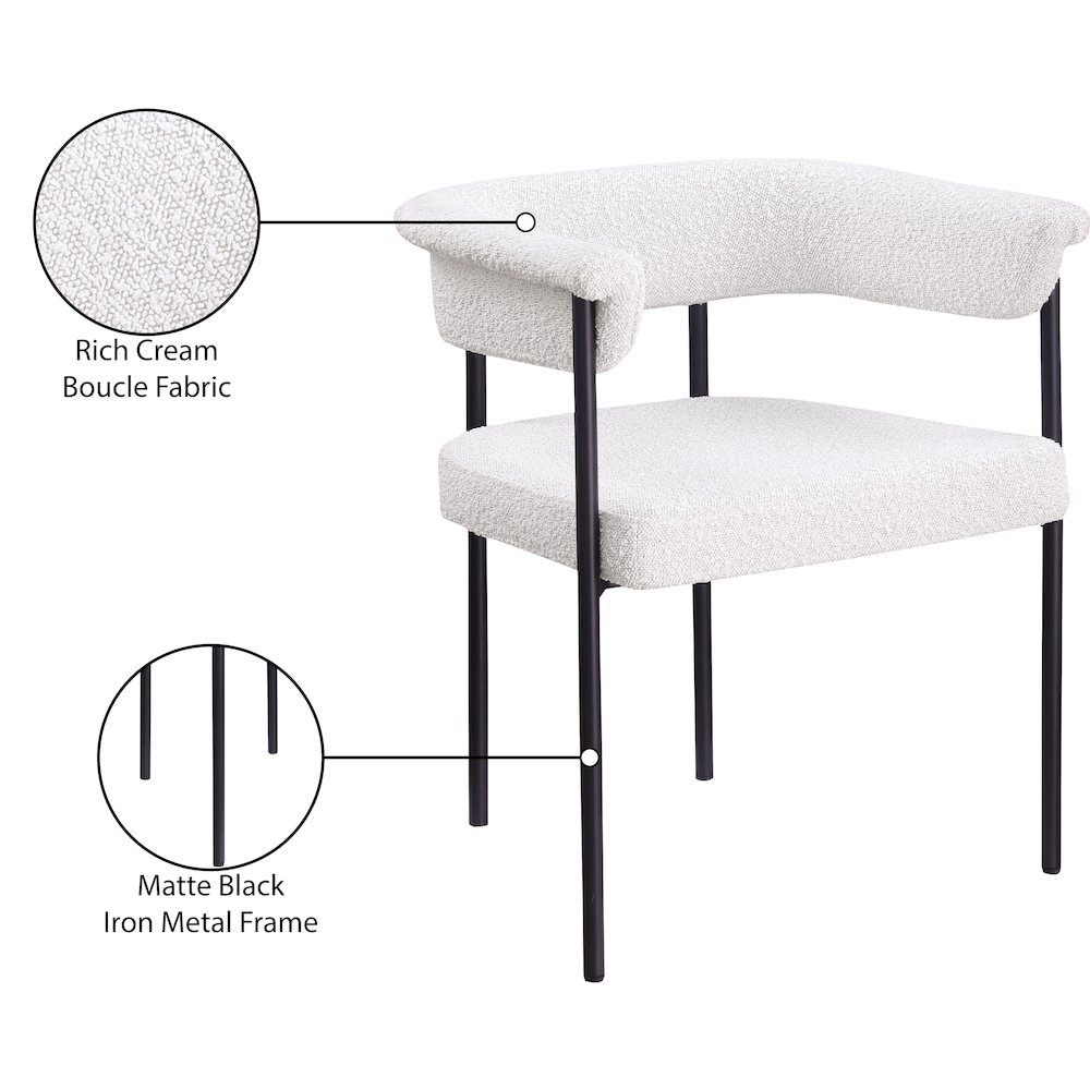 Malin Cream Boucle Fabric Dining Chair, Set of 2. Picture 8