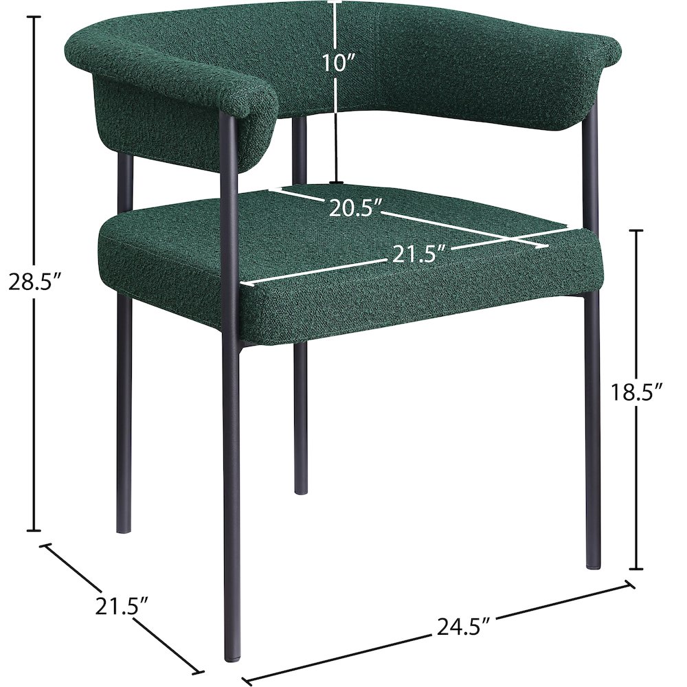 Malin Green Boucle Fabric Dining Chair, Set of 2. Picture 7