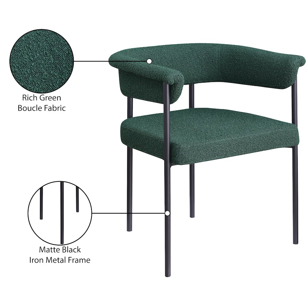 Malin Green Boucle Fabric Dining Chair, Set of 2. Picture 8