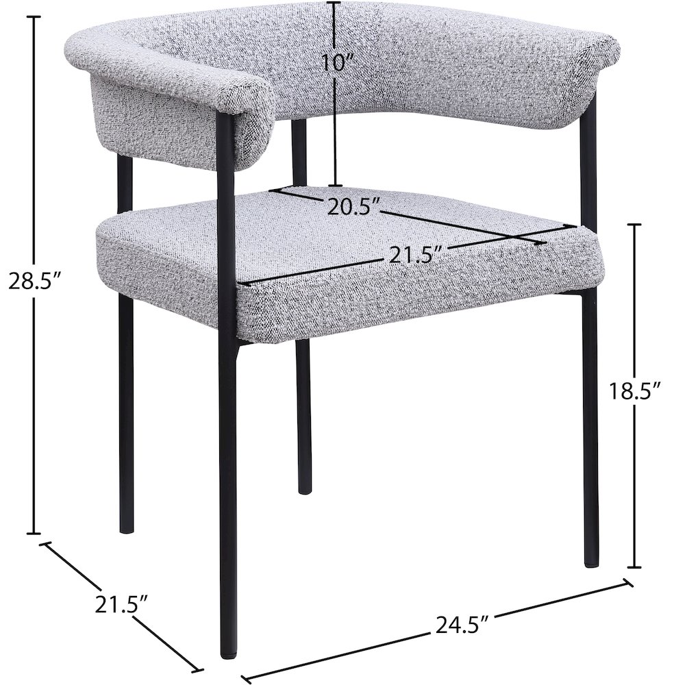 Malin Grey Boucle Fabric Dining Chair, Set of 2. Picture 7