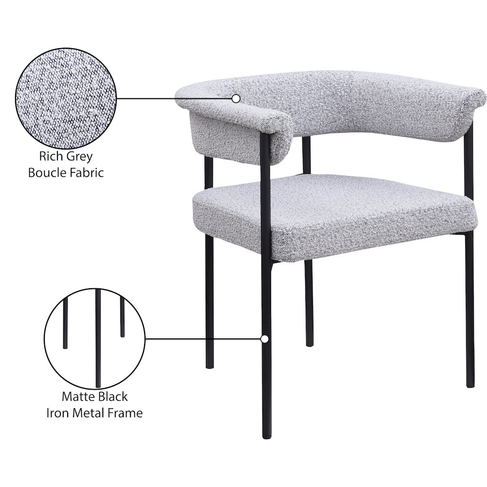Malin Grey Boucle Fabric Dining Chair, Set of 2. Picture 8