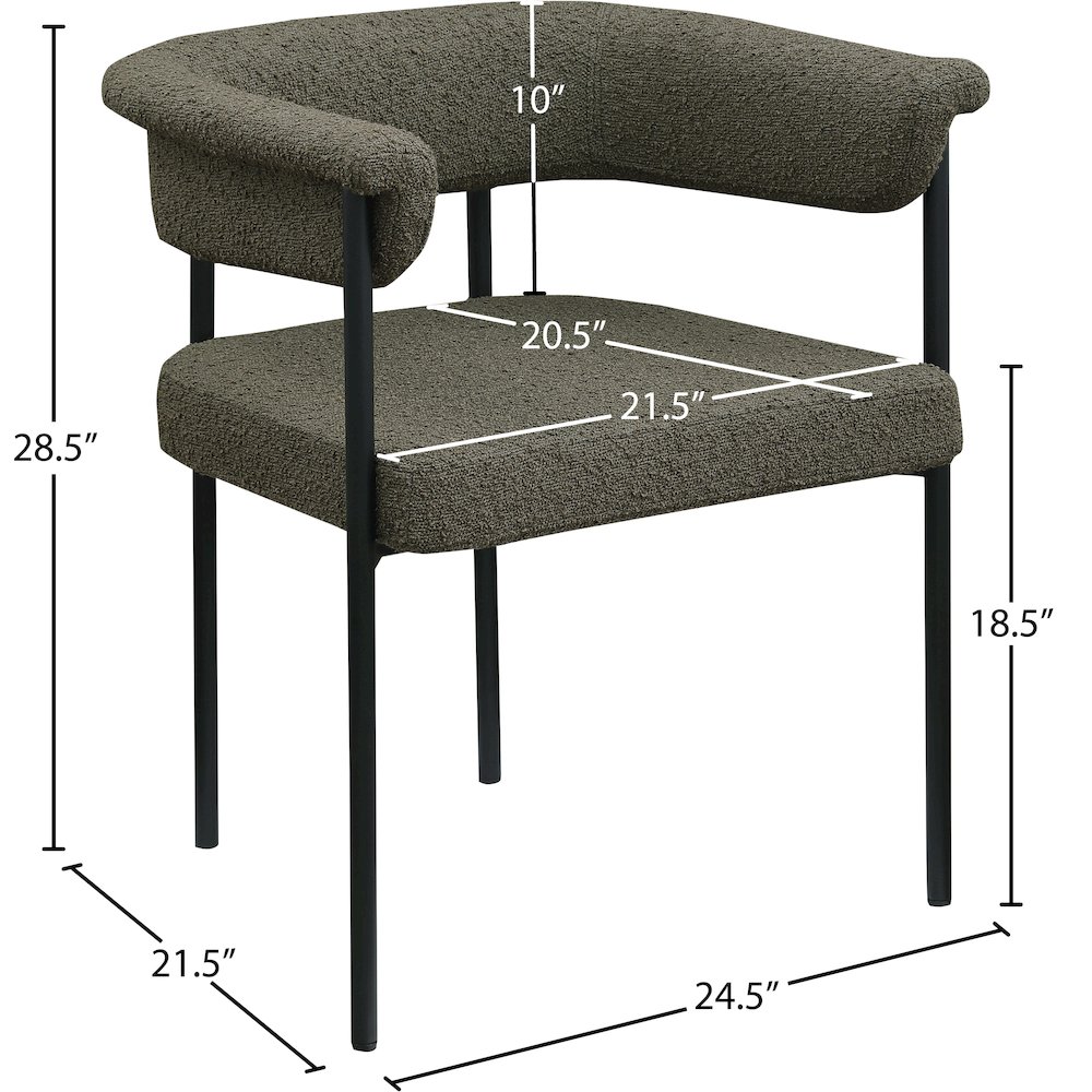 Malin Olive Boucle Fabric Dining Chair, Set of 2. Picture 7