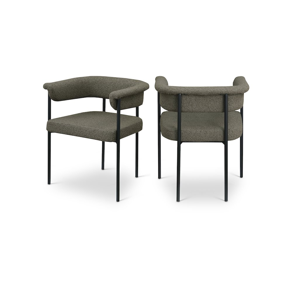 Malin Olive Boucle Fabric Dining Chair, Set of 2. Picture 1