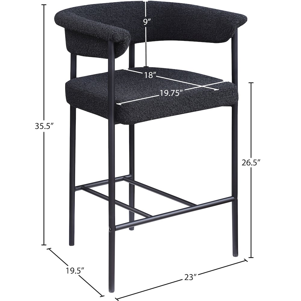 Malin Black Boucle Fabric Counter Stool, Set of 2. Picture 7