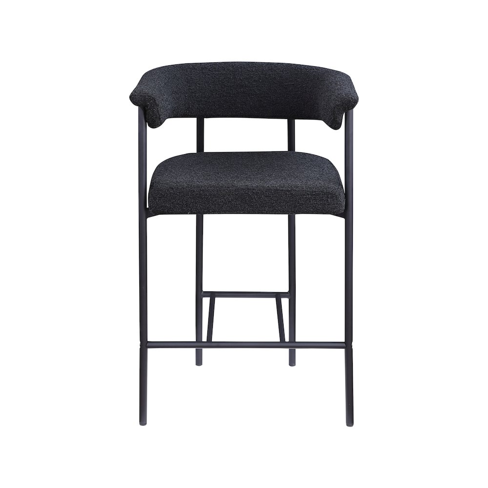 Malin Black Boucle Fabric Counter Stool, Set of 2. Picture 2