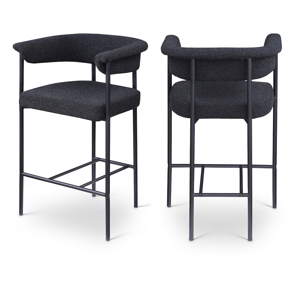 Malin Black Boucle Fabric Counter Stool, Set of 2. Picture 1