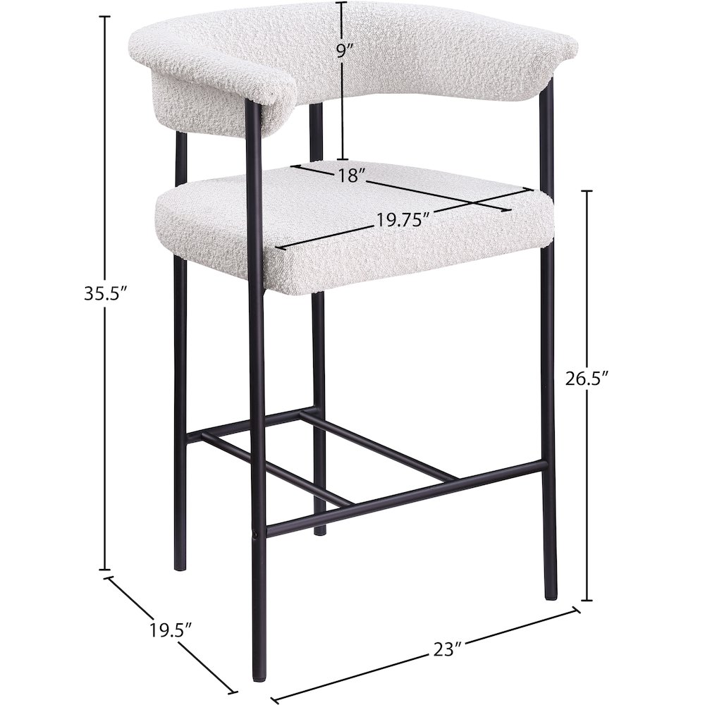 Malin Cream Boucle Fabric Counter Stool, Set of 2. Picture 7
