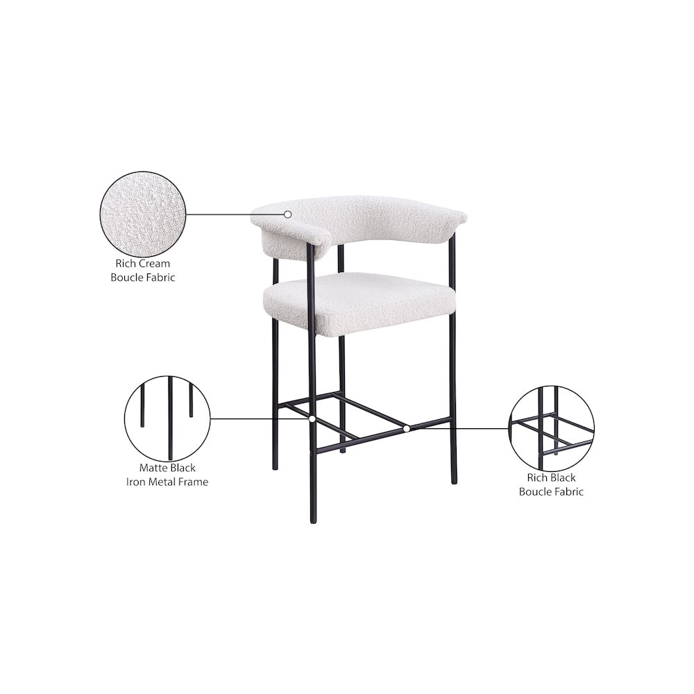 Malin Cream Boucle Fabric Counter Stool, Set of 2. Picture 8