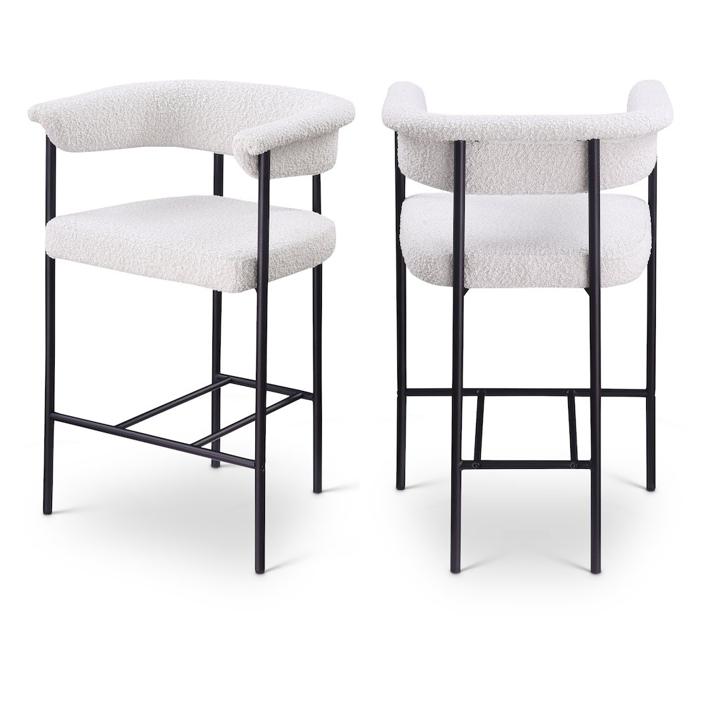 Malin Cream Boucle Fabric Counter Stool, Set of 2. Picture 1