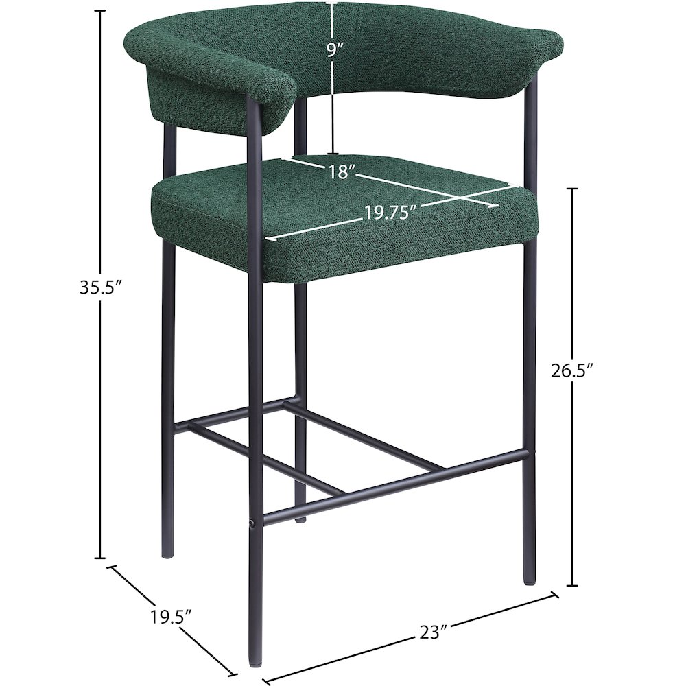 Malin Green Boucle Fabric Counter Stool, Set of 2. Picture 7