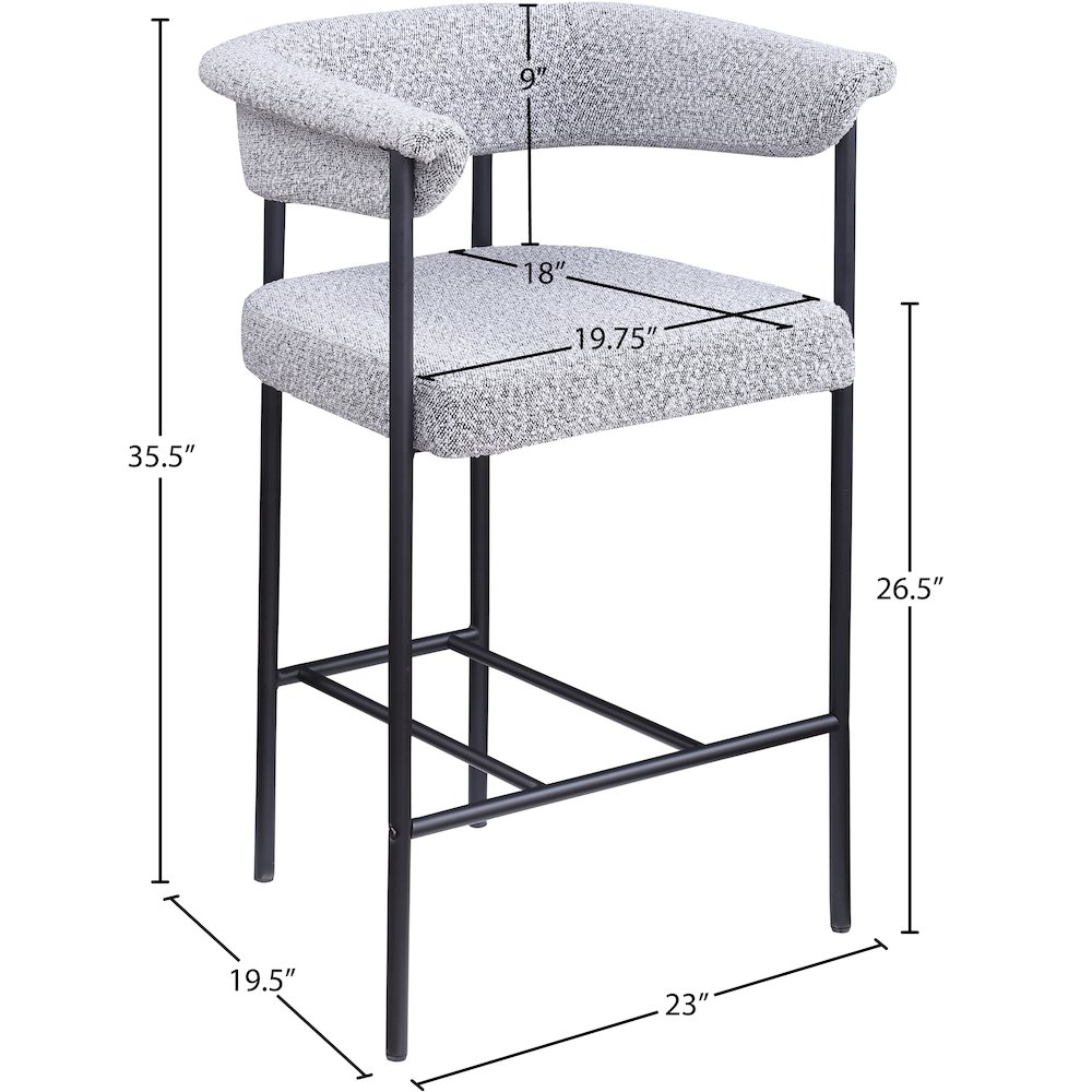 Malin Grey Boucle Fabric Counter Stool, Set of 2. Picture 7