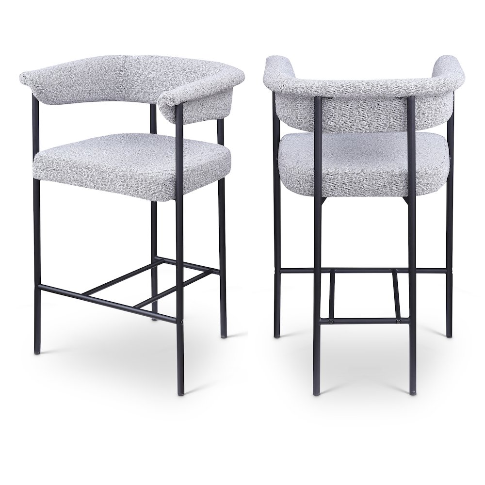 Malin Grey Boucle Fabric Counter Stool, Set of 2. Picture 1
