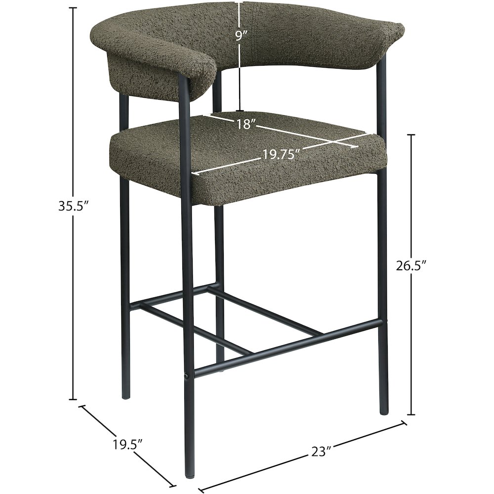 Malin Olive Boucle Fabric Counter Stool, Set of 2. Picture 7