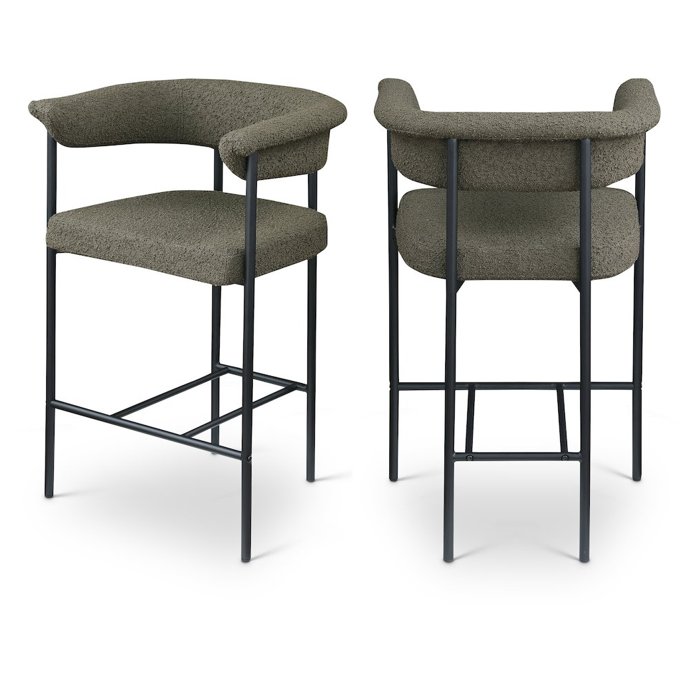 Malin Olive Boucle Fabric Counter Stool, Set of 2. Picture 1