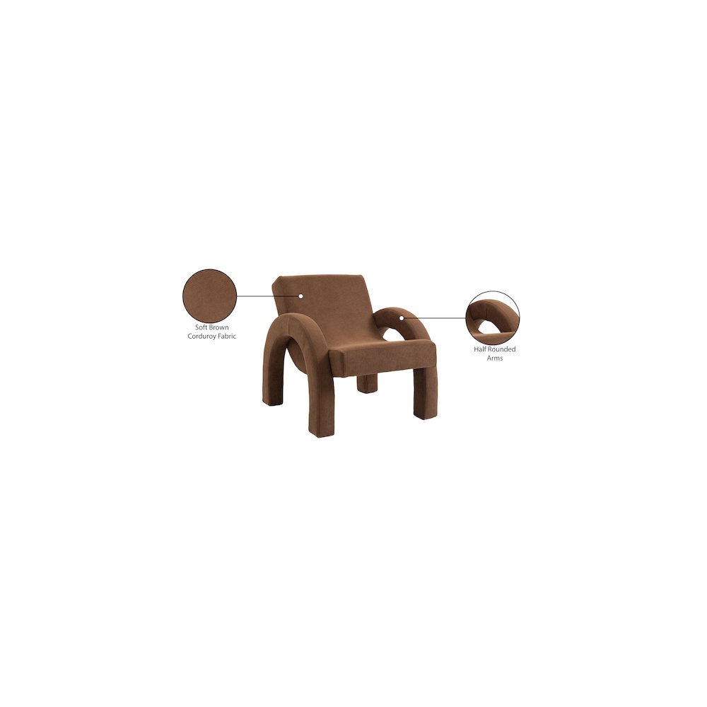 Corduroy Brown Corduroy Fabric Accent Chair. Picture 9