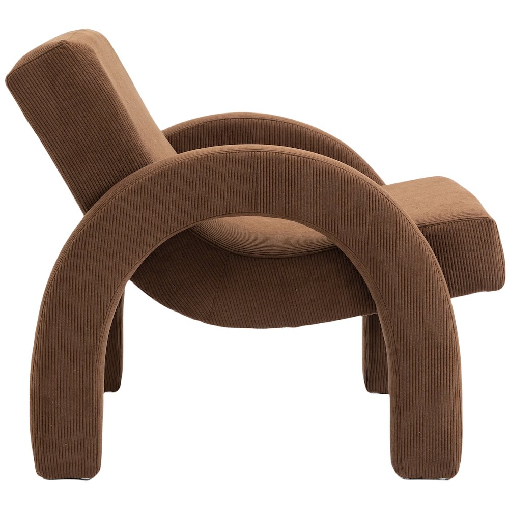 Corduroy Brown Corduroy Fabric Accent Chair. Picture 4