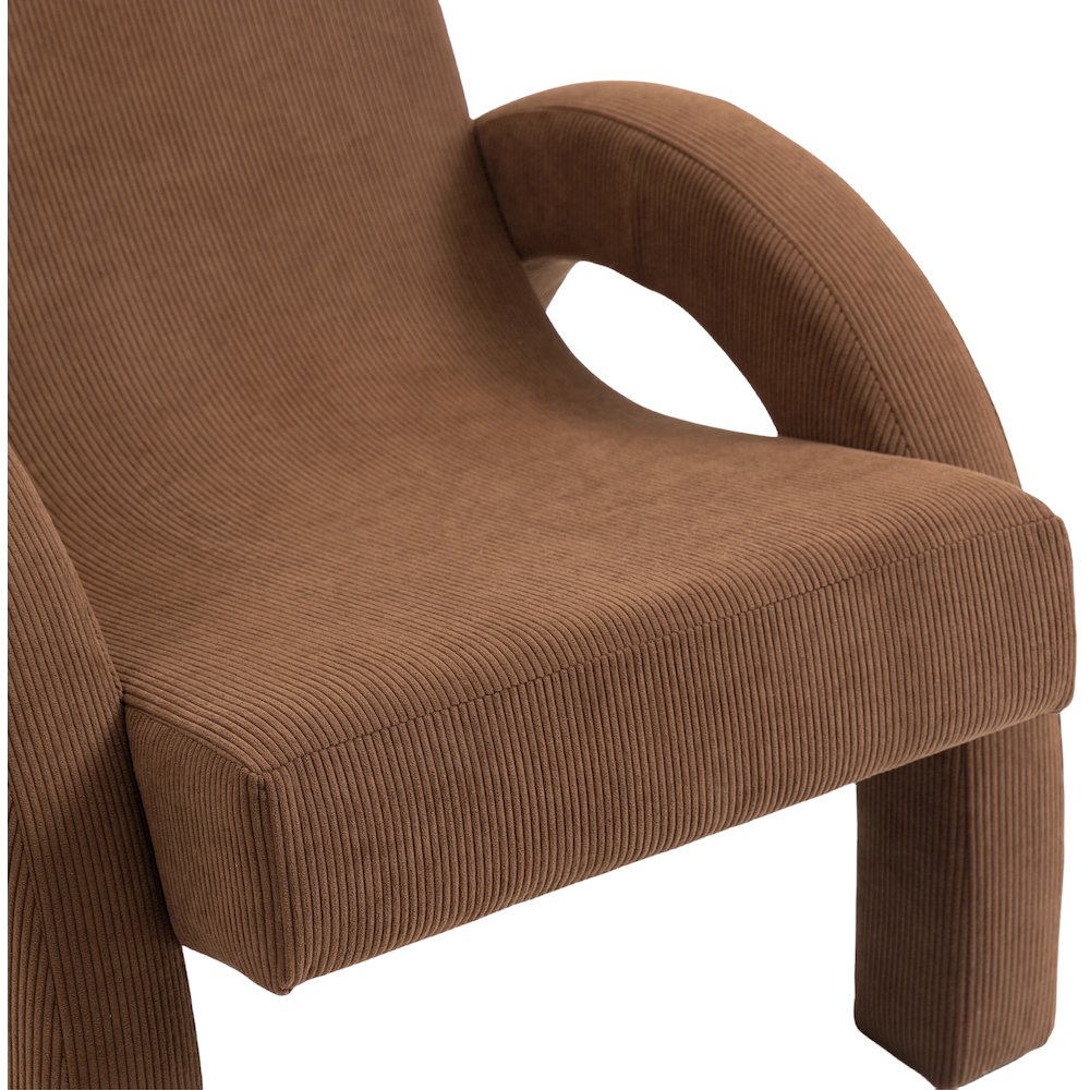 Corduroy Brown Corduroy Fabric Accent Chair. Picture 7