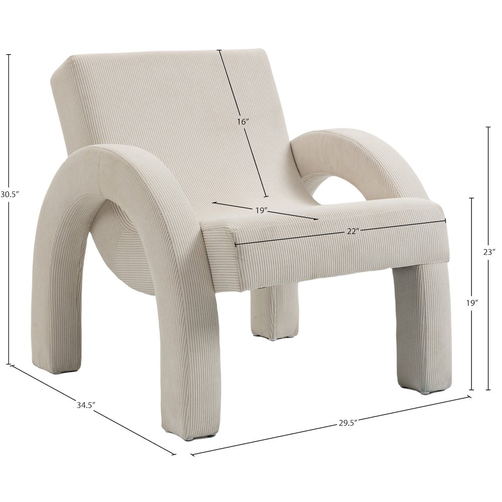 Corduroy Cream Corduroy Fabric Accent Chair. Picture 8