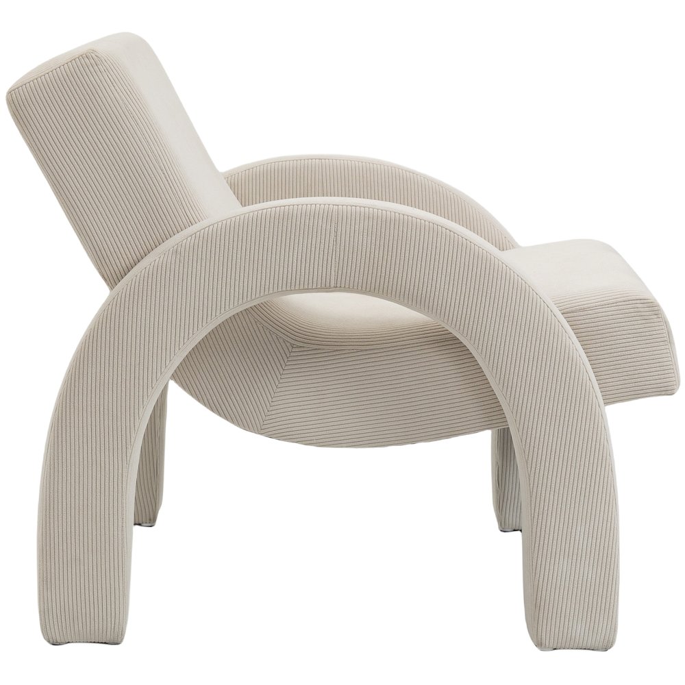 Corduroy Cream Corduroy Fabric Accent Chair. Picture 4