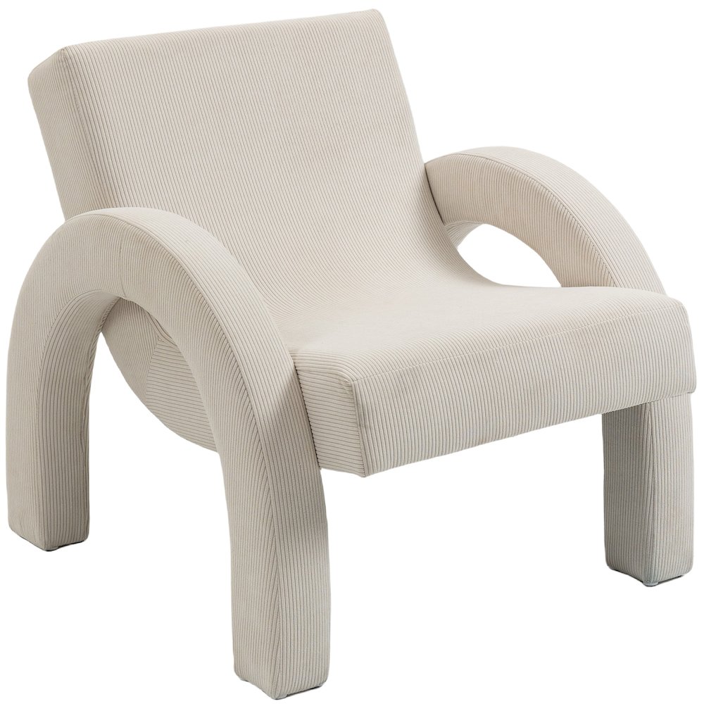 Corduroy Cream Corduroy Fabric Accent Chair. Picture 6