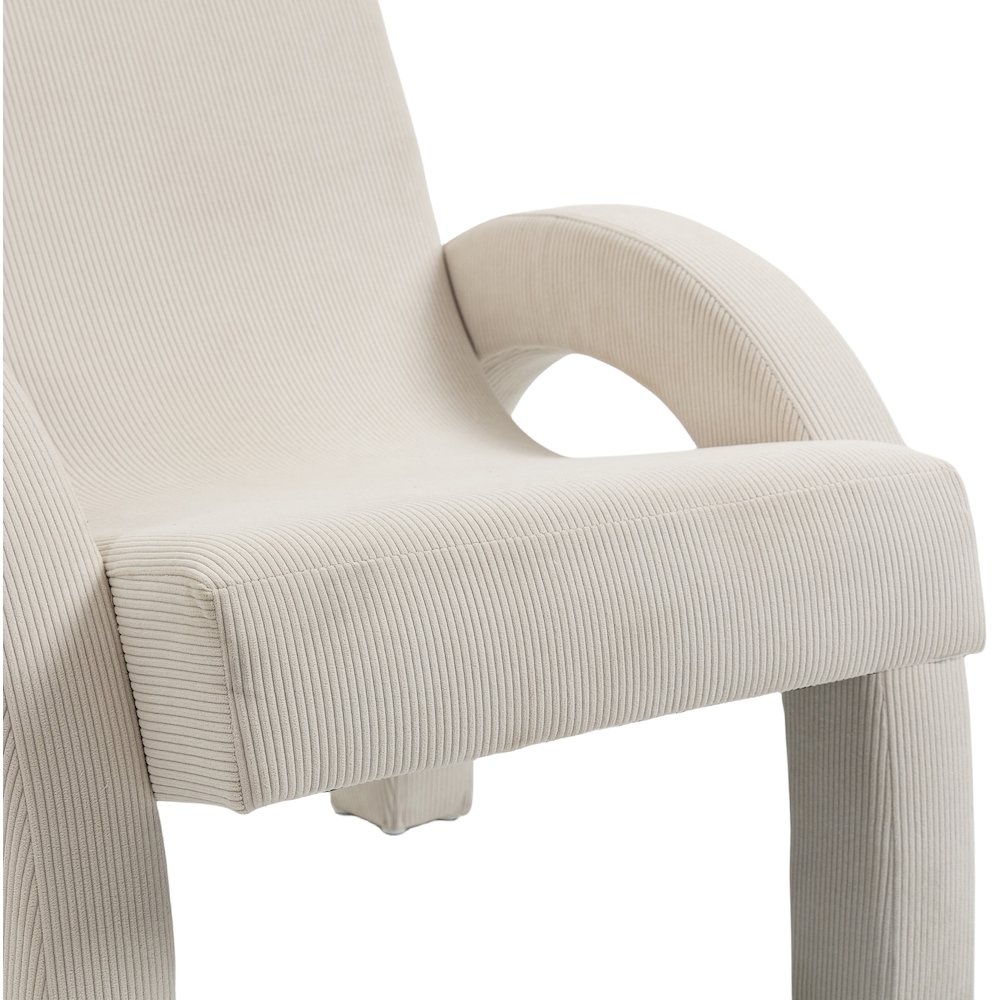Corduroy Cream Corduroy Fabric Accent Chair. Picture 7
