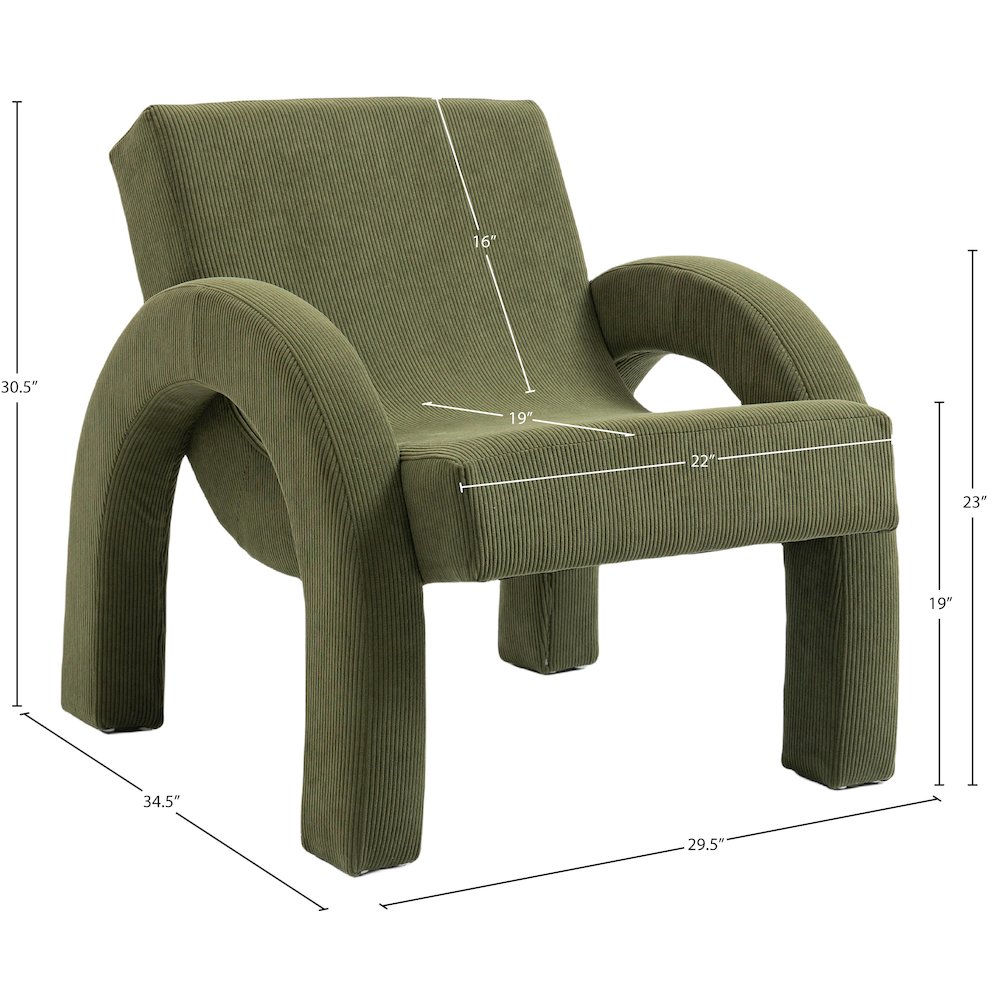 Corduroy Green Corduroy Fabric Accent Chair. Picture 8