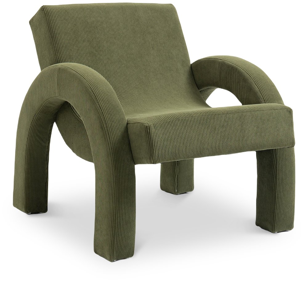 Corduroy Green Corduroy Fabric Accent Chair. Picture 1
