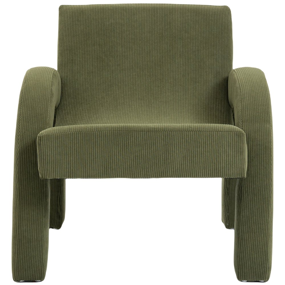 Corduroy Green Corduroy Fabric Accent Chair. Picture 3