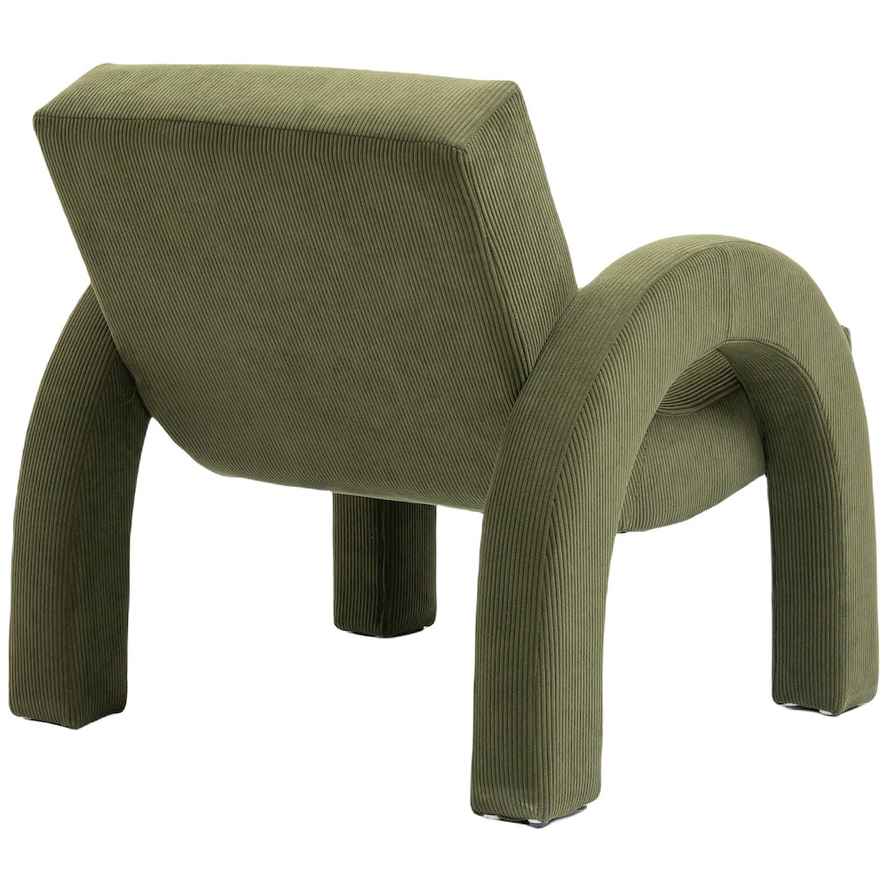 Corduroy Green Corduroy Fabric Accent Chair. Picture 5