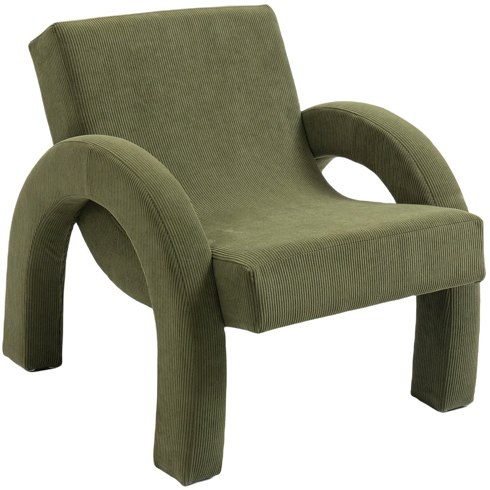Corduroy Green Corduroy Fabric Accent Chair. Picture 6